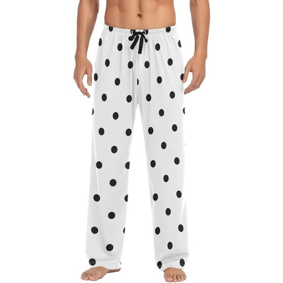 Top-kevin Black Polka Dots on a White Background Pajama Pants for Men Men's Pajama Pants Mens Pajama Bottoms with Drawstring