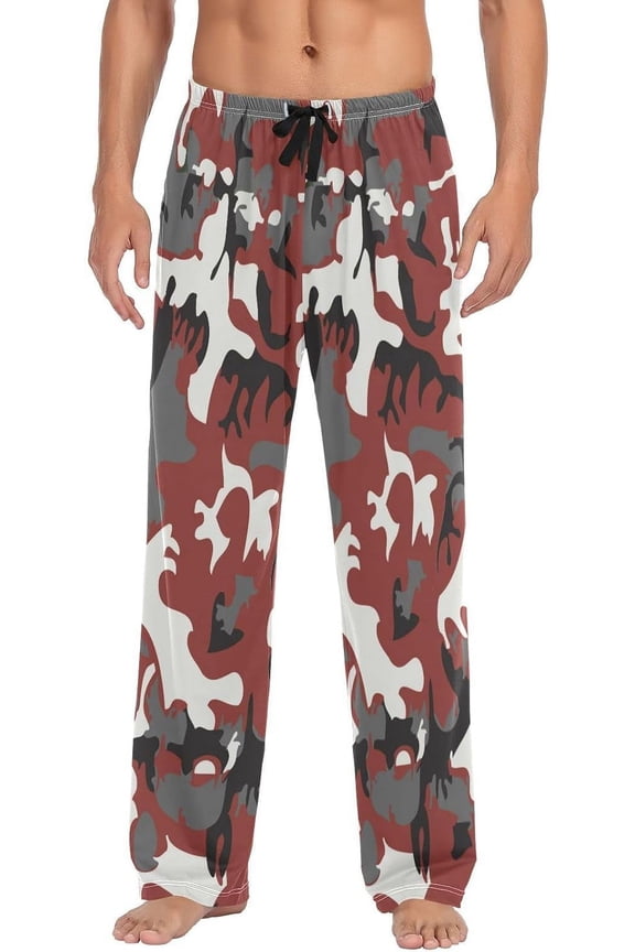Black Red Camo Pajama Pants Cute Robotic Men's Pajama Bottoms Lounge Sleepwear PJs Sleep Pants