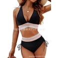 thumbnail image 1 of Top-kevin Blooming Jelly Women High Waisted Bikini Sets Tummy Control Swimsuits Color Block Two Piece Drawstring Bathing Suit, 1 of 22