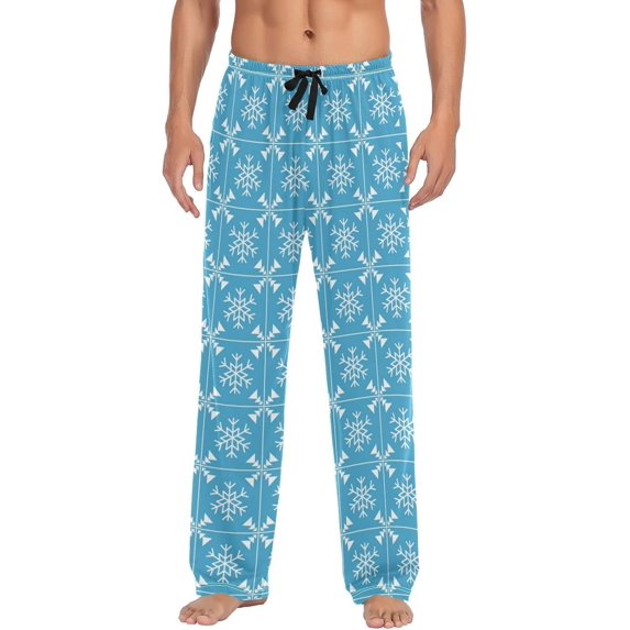 Top-kevin Blue Snowflake Pajama Pants Mens Lounge Pants Casual Men Pajama Bottoms with Drawstring & Pockets Christmas Gifts