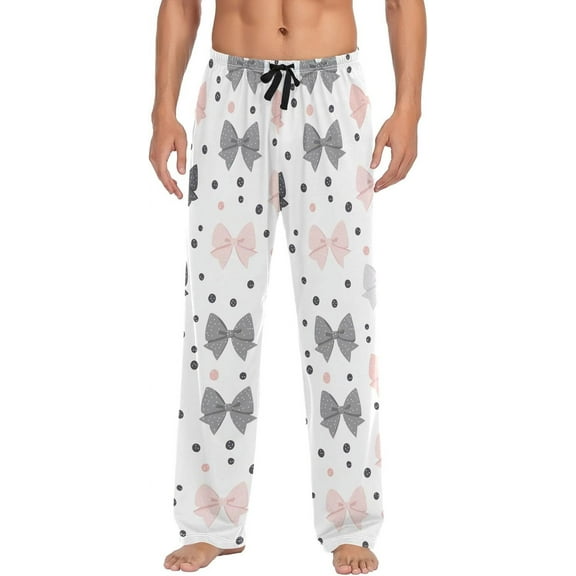 Top-kevin Bows Mens Pajama Pants with Drawstring Pockets Lounge Pants Casual Pajama Bottoms Men Sleep PJ Pants