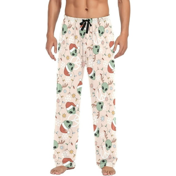 Top-kevin Christmas Alien Men's Cotton Pajama Pants Soft Comfy Sleep & Lounge Pants Pjs Bottoms with Pockets