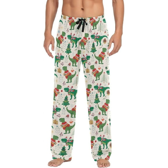 Top-kevin Christmas Dinosaurs Men's Pajama Pants Pjs Bottoms with Pockets Sleep Lounge Pants for Men