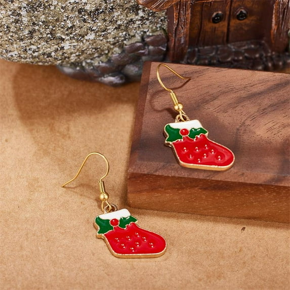 Top-kevin Christmas Earrings for Women Christmas Trees Bow Snowflake Bells Elk Candy Drop Dangle Earrings Holiday Stud Earrings with Xmas Organza Party Jewelry