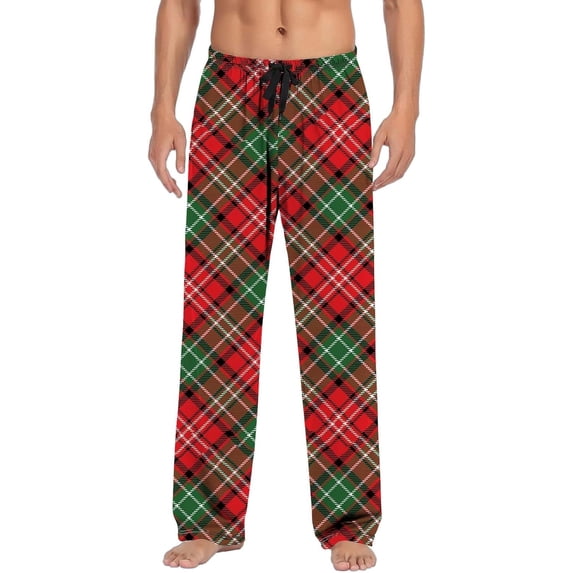 Top-kevin Christmas Flannel Pajama Pants for Man Sleep Lounge Pjs Bottoms Soft Wide Leg Comfy Drawstring Night Pants Pockets