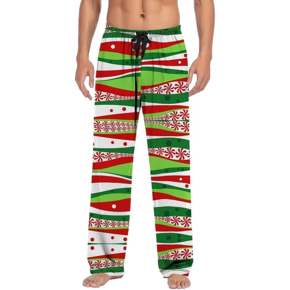 Top-kevin Christmas Flannel Pajama Pants for Man Sleep Lounge Pjs Bottoms Soft Wide Leg Comfy Drawstring Night Pants Pockets