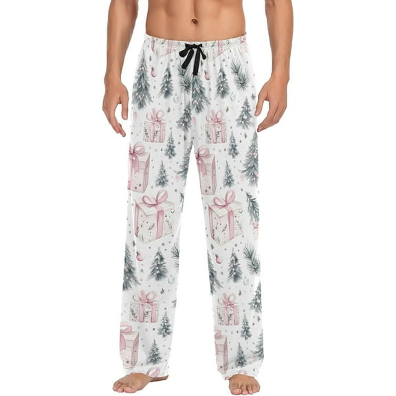 Top-kevin Christmas Pattern Mens Pajama Pants with Drawstring Pockets Lounge Pants Casual Pajama Bottoms Men Sleep PJ Pants