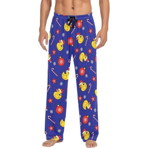Top-kevin Christmas Rubber Duck Men's Cotton Pajama Pants Soft Comfy Sleep & Lounge Pants Pjs Bottoms with Pockets