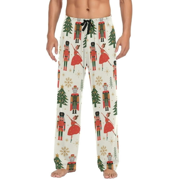 Top-kevin Christmas Soldier Tree Pajama Pants Mens Lounge Pants Straight-Fit Men Pajama Bottoms with Drawstring Pockets