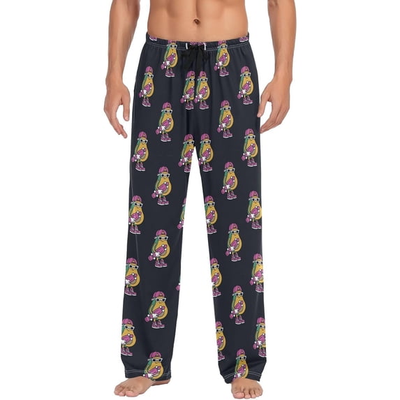 Top-kevin Color Avocado Skateboard Sneakers on Grey Mens Soft Pajama Bottoms Pyjama Pants with Pockets Holiday S