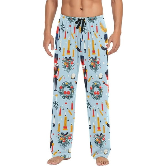 Top-kevin Colorful Nutcracker Mens Pajama Pants with Drawstring Pockets Lounge Pants Casual Pajama Bottoms Men Sleep PJ Pants