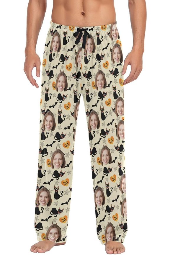 Cute Black Cats Custom Pajama Pants Mens Lounge Pants Super Soft Personalized Men Pajama Bottoms with Pockets Drawstring