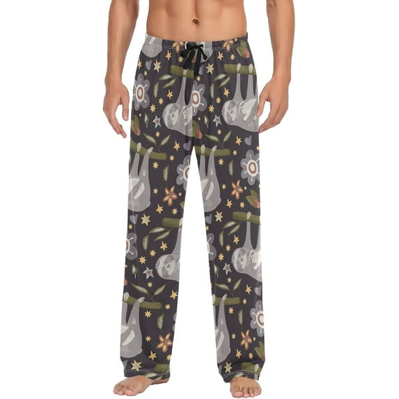 Top-kevin Cute Mother Sloth and Baby Pajama Pants for Men Men's Pajama Pants Mens Pajama Bottoms with Drawstring