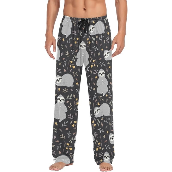 Top-kevin Cute Panda Pajama Pants White Black Animals Lounge Sleepwear PJs Men's Pajama Bottoms Sleep Pants S