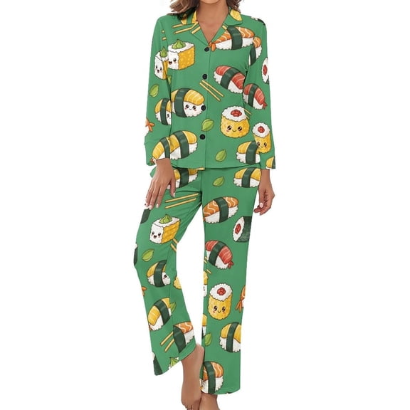 Top-kevin Cute Sea Fish Women's Long-Sleeve Shirt And Full-Length Bottom Pajama Set