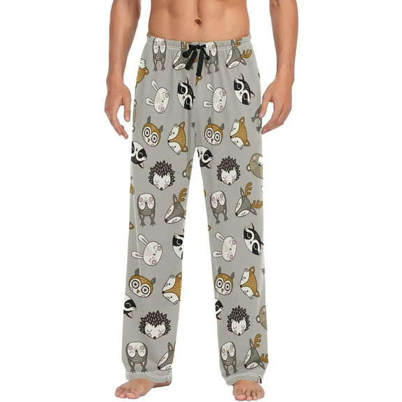 Top-kevin Cute Woodland Animals Pajama Pants for Men Men's Pajama Pants Mens Pajama Bottoms with Drawstring