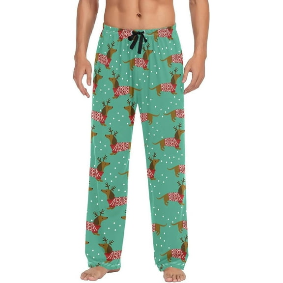 Top-kevin Dachshund Men's Cotton Pajama Pants Soft Comfy Sleep & Lounge Pants Pjs Bottoms with Pockets