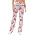 thumbnail image 1 of Top-kevin Disco Ball Cherry Pink Bow Women's Yoga Pants Wide Leg Loose Casual Straight Lace Up Pants Lounge Sweatpants, 1 of 14