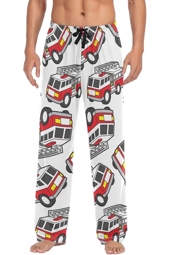 Fire Engine Pajama Pants Hydrant Fire Truck Men's Pajama Bottoms Lounge Sleepwear PJs Casual Sleep Pants S