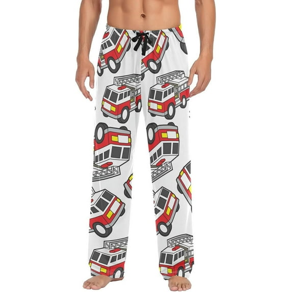 Top-kevin Fire Engine Pajama Pants Hydrant Fire Truck Men's Pajama Bottoms Lounge Sleepwear PJs Casual Sleep Pants S