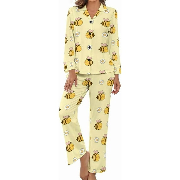 Top-kevin Flat Stylish Mahjong Women's Long-Sleeve Shirt And Full-Length Bottom Pajama Set