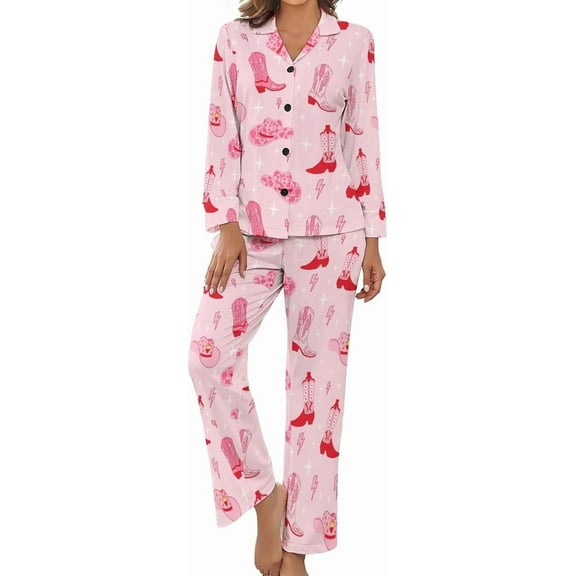 Top-kevin Flat Stylish Mahjong Women's Long-Sleeve Shirt And Full-Length Bottom Pajama Set