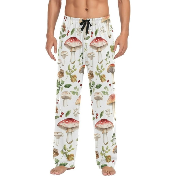 Top-kevin Forest Mushrooms Mens Pajama Pants with Drawstring Pockets Lounge Pants Casual Pajama Bottoms Men Sleep PJ Pants