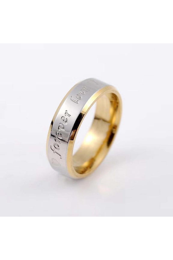 Forever LOVE Titanium Steel Couple Ring Two-Color Wedding Engagement Jewelry for Men and Women Gift Perfect for Party Anniversary