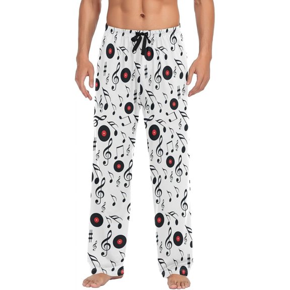 Top-kevin French Style Dog Pajama Pants Mens Lounge Pants Straight-Fit Men Pajama Bottoms with Drawstring & Pockets