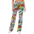 thumbnail image 1 of Top-kevin Funny Comic Speech Bubble Pattern Yoga Pants Women Wide Leg Pants Casual High Waisted Straight Lace Up Lounge Sweatpants, 1 of 14