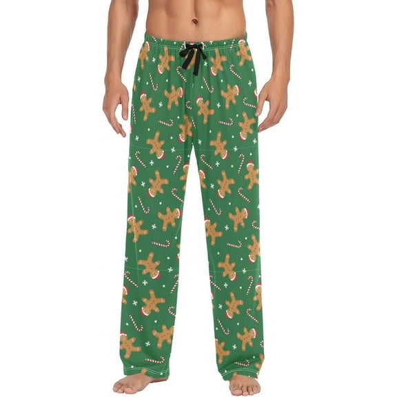 Top-kevin Gingerbread Christmas Pajama Pants Mens Lounge Pants Straight-Fit Men Pajama Bottoms with Drawstring and Pockets