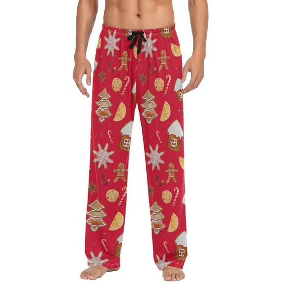 Top-kevin Gingerbread Christmas Pajama Pants Mens Lounge Pants Straight-Fit Men Pajama Bottoms with Drawstring and Pockets