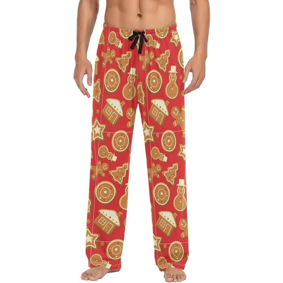 Top-kevin Gingerbread Christmas Pajama Pants Mens Lounge Pants Straight-Fit Men Pajama Bottoms with Drawstring and Pockets
