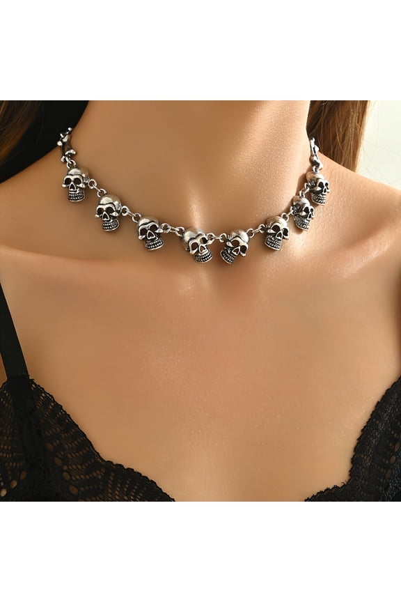 Gothic punk-style skull and bone necklace is perfect for parties or Casual Attire, offering a unique and edgy accessory for women