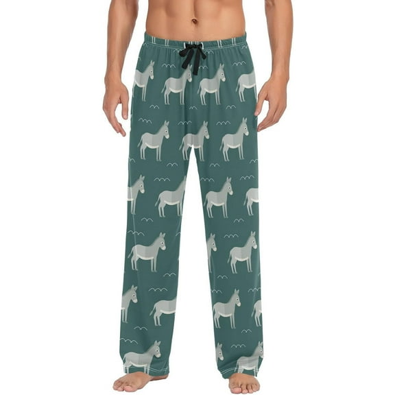 Top-kevin Grey Cute Donkey Pajama Pants Farm Men's Pajama Bottoms Lounge Sleepwear PJs Sleep Pants
