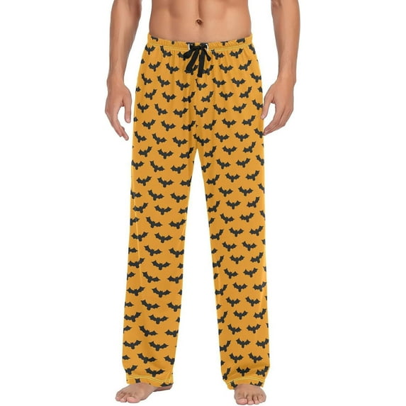 Top-kevin Halloween Bats Pajama Pants for Men PJs Bottoms Sleep Lounge Pants with Pockets