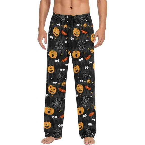 Top-kevin Halloween Pumpkin Pajama Pants Mens Lounge Pants Casual Men Pajama Bottoms with Drawstring & Pockets Christmas Gifts