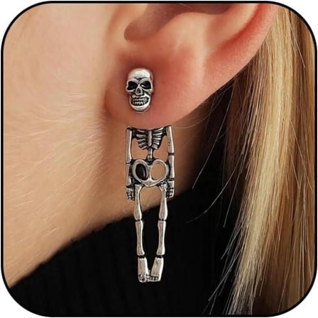 Top-kevin Halloween Skeleton Earrings for Women Skull Earrings Gothic Removable Bone Earring Fun Skeleton Costume Spooky Earring Halloween Costumes 2025