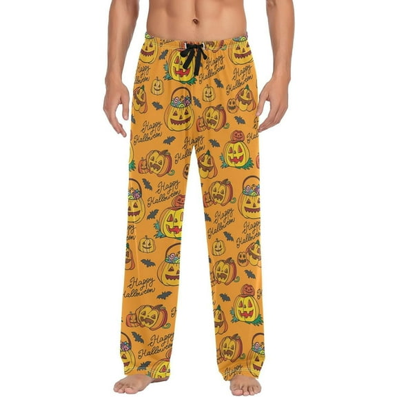 Top-kevin Happy Halloween Pumpkin Pajama Pants Men's Pajama Bottoms Lounge Sleepwear PJs Casual Sleep Pants