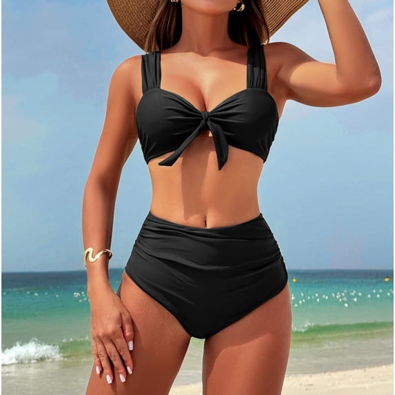 Top-kevin High Waisted Bikini Sets for Women Swim Suits 2025 Tummy Control Ruched Bikini Two Piece Bathing Suit Swimwear