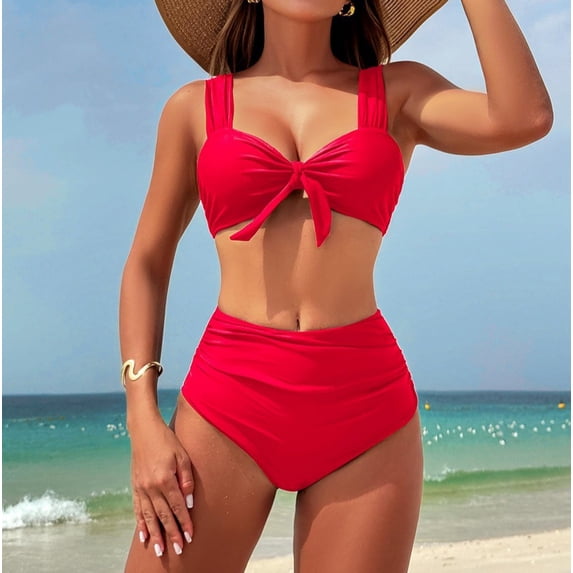 Top-kevin High Waisted Bikini Sets for Women Swim Suits 2025 Tummy Control Ruched Bikini Two Piece Bathing Suit Swimwear