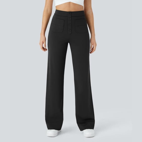 Top-kevin High Waisted Button Multiple Pockets Straight Leg Casual Pants # summer # summervibes