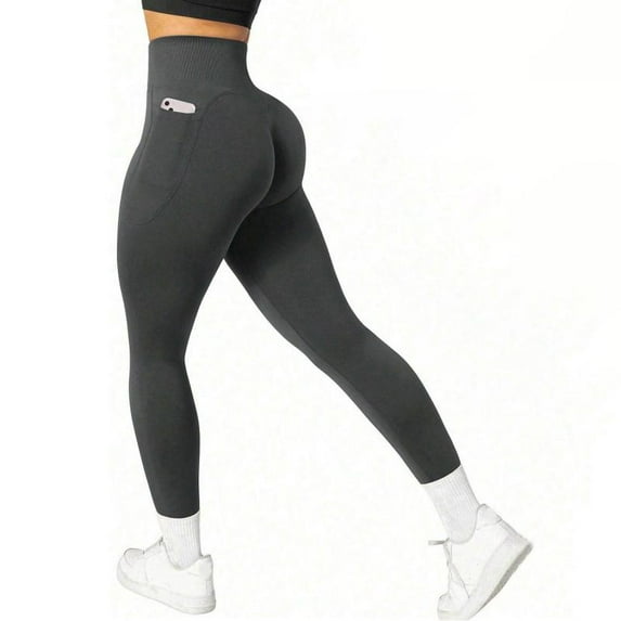Top-kevin High-Waisted Seamless Sports Pants for Women Invisible Side Pockets High-Elasticity Shaping Yoga Fitness Running Cycling Multi-Functional Stretch Pants