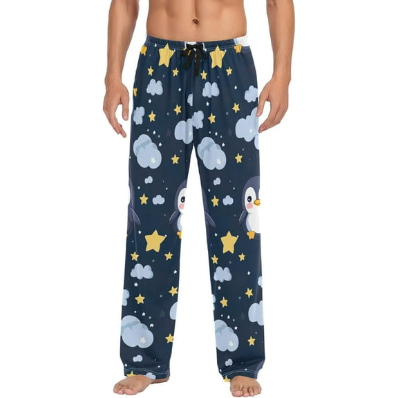 Top-kevin Kawaii Penguin Mens Pajama Pants with Drawstring Pockets Lounge Pants Casual Pajama Bottoms Men Sleep PJ Pants
