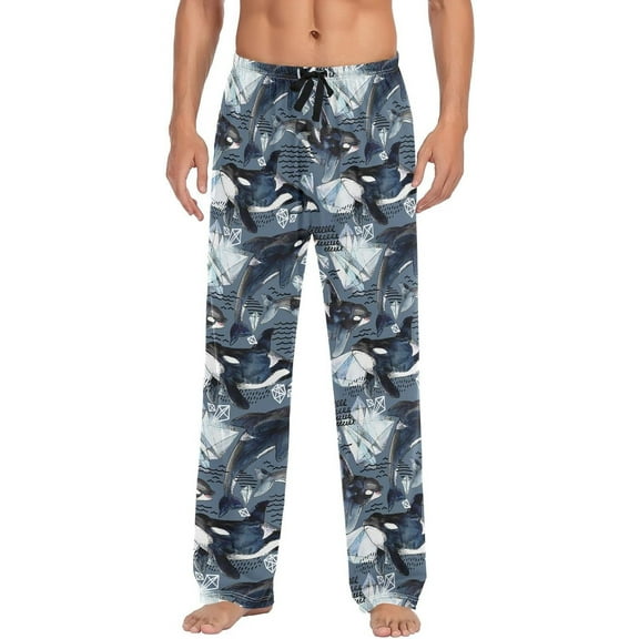 Top-kevin Killer Whale Orca Men's Pajama Pants Super Soft Sleep Lounge Pants Pjs Bottoms with Pockets