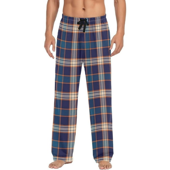 Top-kevin Leopard Crowbar Plaid Pattern Pajama Pants Mens Lounge Pants Super Soft Men Pajama Bottoms with Drawstring & Pockets