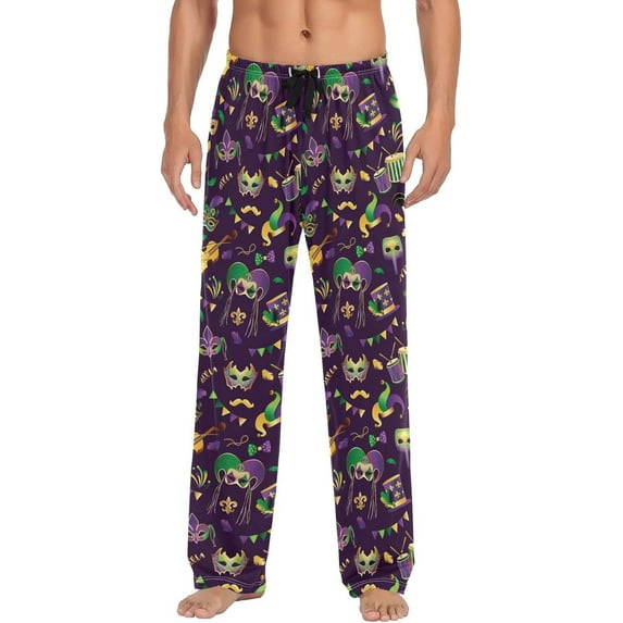Top-kevin Mardi Gras Men's Pajama Pants Sleepwear Pajama Pant with Pockets Lounge Pajama Bottoms for Men