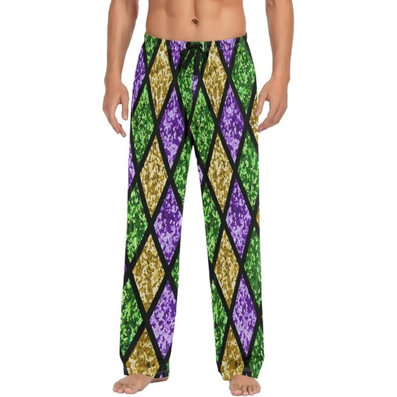 Top-kevin Mardi Gras Pajama Pants Men's Pajama Bottoms Lounge Sleepwear PJs Casual Sleep Pants S