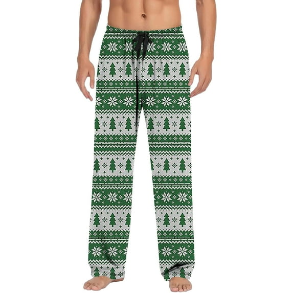 Top-kevin Men's Christmas Pajama Pants Sleepwear Lounge Pants Drawstring Elastic Lightweight Pj Bottoms with Pockets