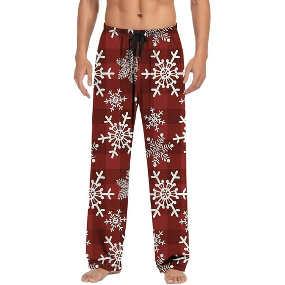 Top-kevin Men's Christmas Pajama Pants Sleepwear Lounge Pants Drawstring Elastic Lightweight Pj Bottoms with Pockets